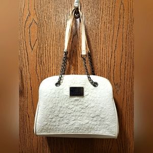Nicole by Nicole Miller Cream Embossed "Leather" Handbag w/or without Strap